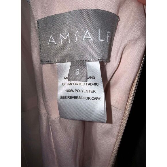 Amsale Chloe Rose-Quartz Spaghetti Strap Maxi Gown with Slit Sz 8 - Picture 6 of 8